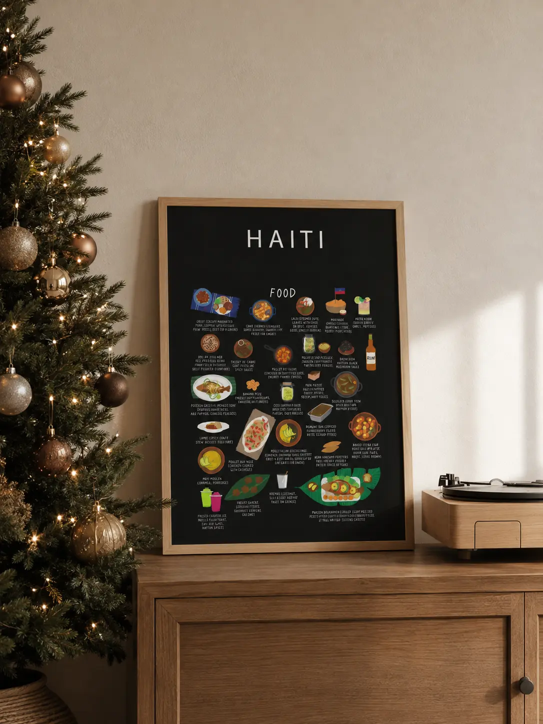 Maison Maps food gifts styled for Christmas in a warm festive setting