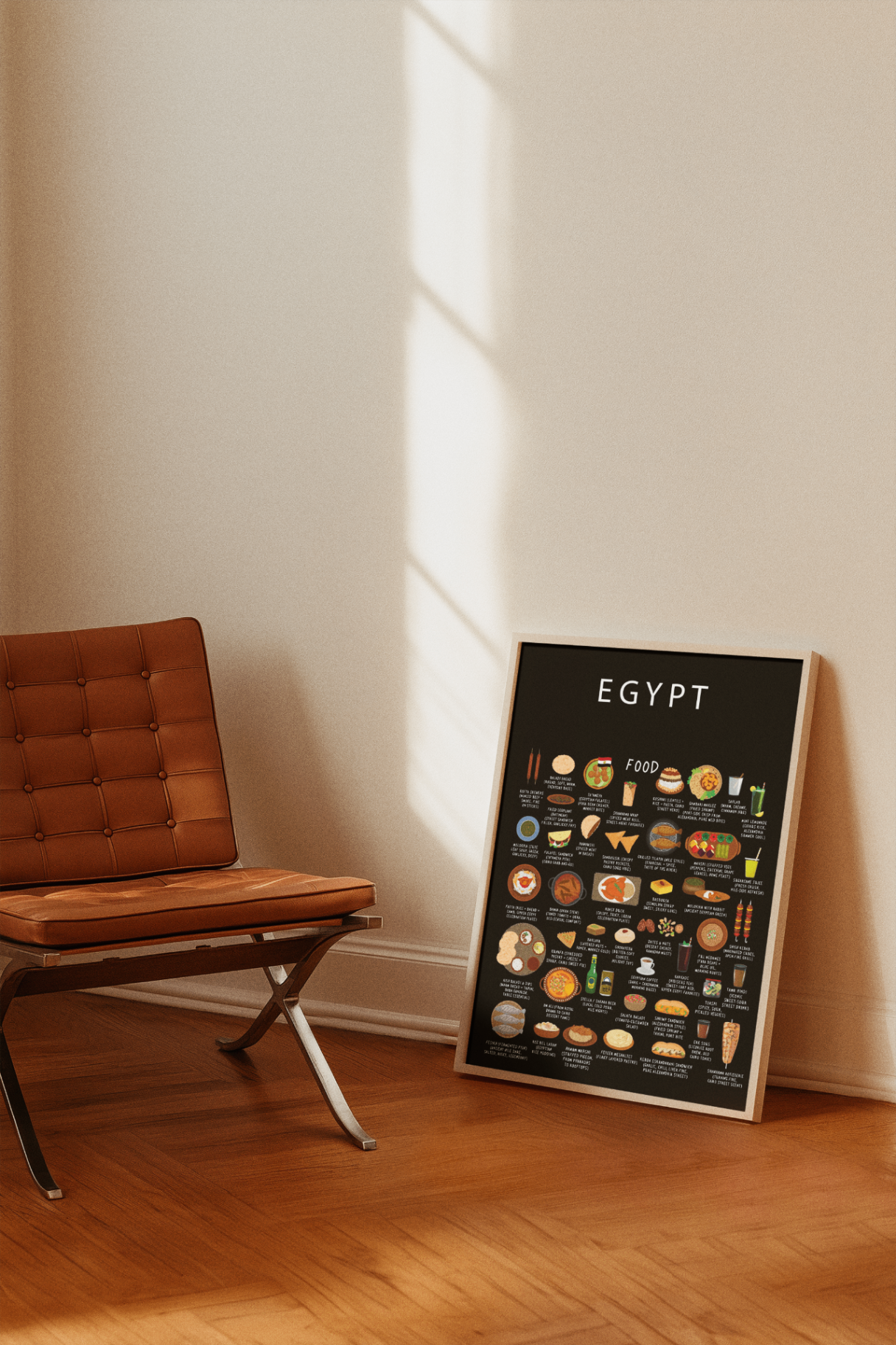 Egypt food collection thumbnail featuring illustrations of Koshari and Ful Medames — Maison Maps editorial artwork.