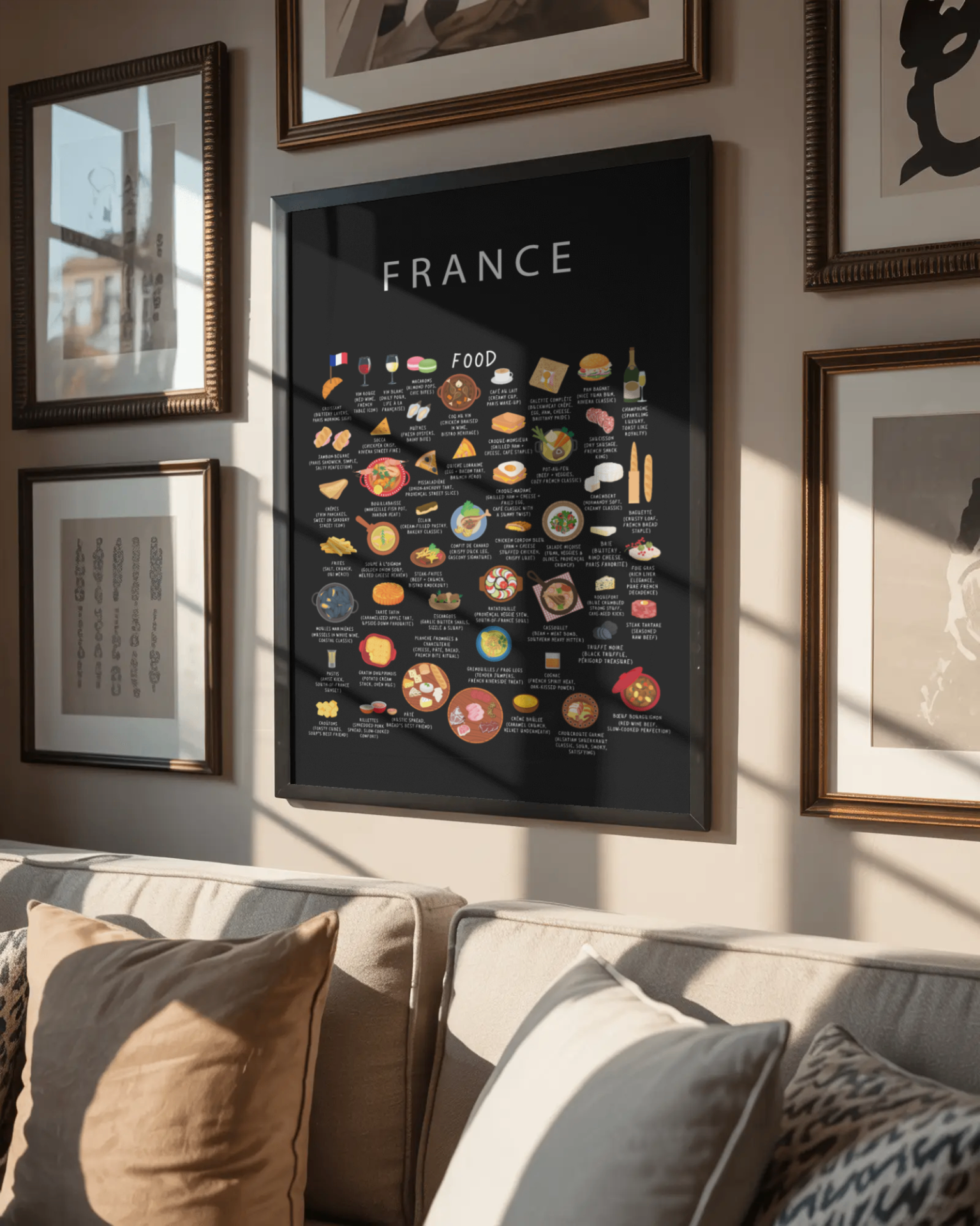 France food collection thumbnail featuring illustrations of Croissant and Cheese — Maison Maps editorial artwork.
