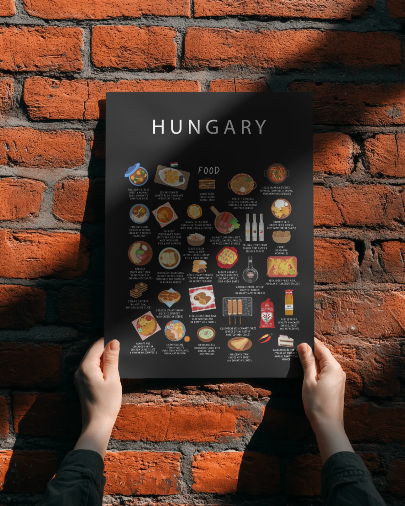 Hungary food collection thumbnail featuring illustrations of Goulash and Paprika — Maison Maps editorial artwork.